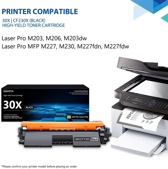 Alt view image 9 of 14 - 30X CF230X Black Toner Cartridge High Yield 2-Pack with Chip: 30X Toner Cartridge Replacement for HP30X CF230X Black Toner Works with Laser Pro M203dn M203dw Pro MFP M227fdn M227sdn M227fdw Printer