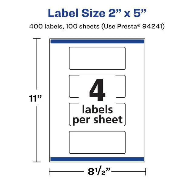 Alt view image 12 of 14 - ® Matte White Rectangle Labels, Sure Feed® Technology, 2" x 5", 400 Matte White Printable Labels