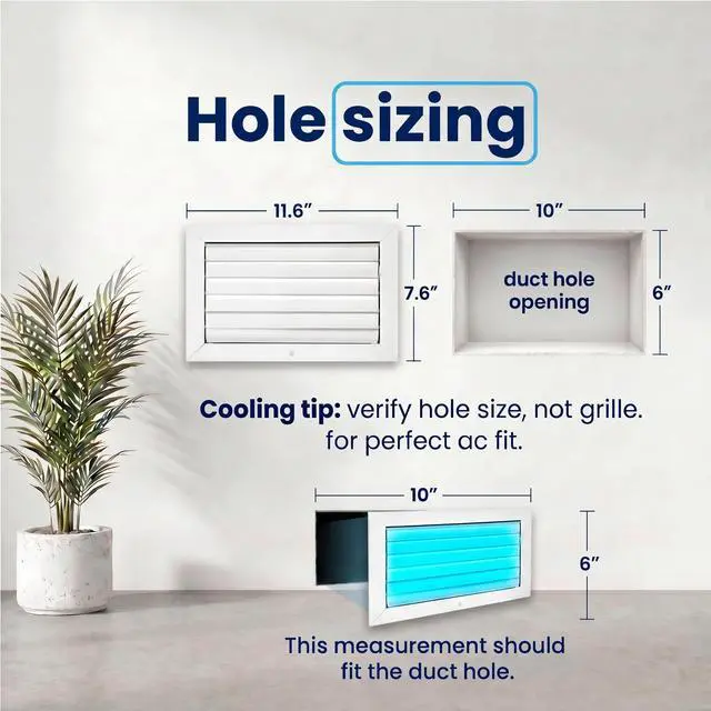 Alt view image 10 of 14 - 6x10 Duct Hole Aluminum Ceiling Vent Cover - 1-Way HVAC Register Adjustable