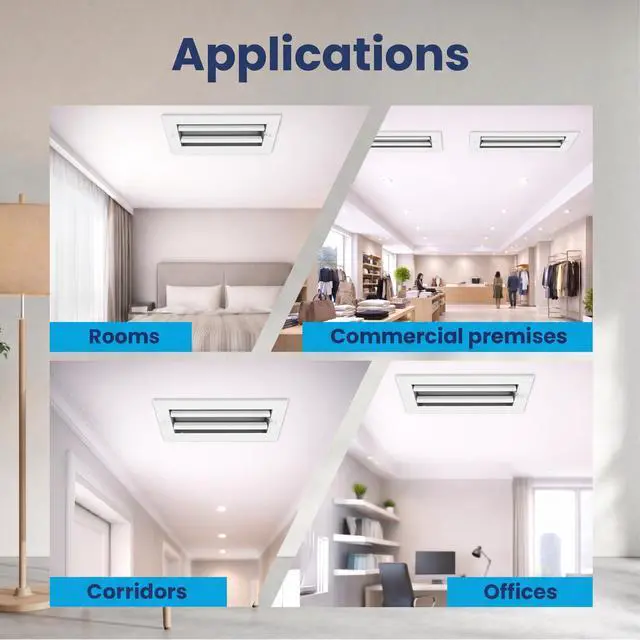Alt view image 12 of 14 - 6x10 Duct Hole Aluminum Ceiling Vent Cover - 1-Way HVAC Register Adjustable