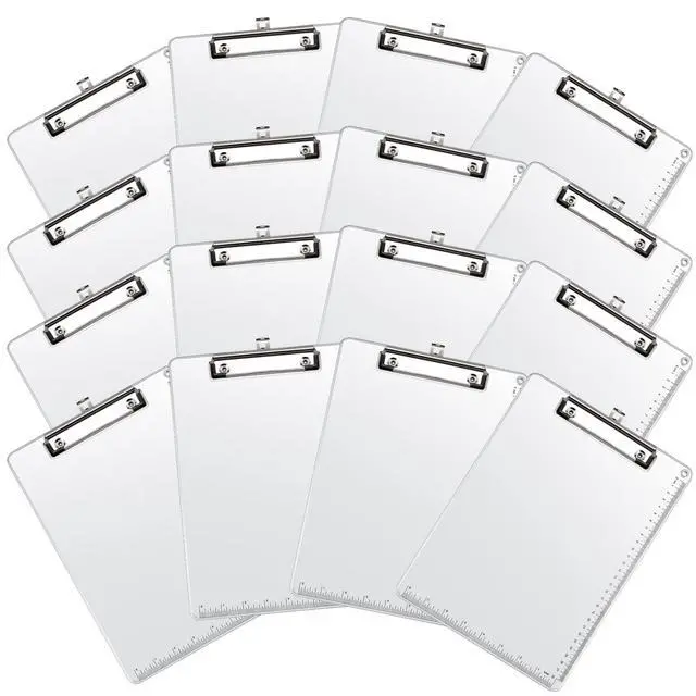 Alt view image 8 of 14 - 16 Pcs Metal Clipboard, A4 Letter Size 12.5 x 9 Inch Heavy Duty Aluminum Edge Document Holder with Scale Aluminum Edge Clipboard with Low Profile Clip Vertical Silver for Office School Medical