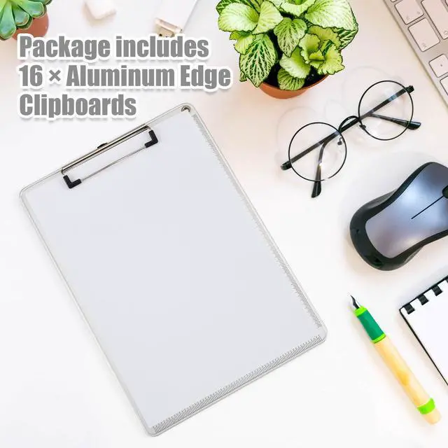Alt view image 10 of 14 - 16 Pcs Metal Clipboard, A4 Letter Size 12.5 x 9 Inch Heavy Duty Aluminum Edge Document Holder with Scale Aluminum Edge Clipboard with Low Profile Clip Vertical Silver for Office School Medical