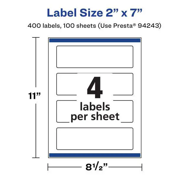 Alt view image 12 of 14 - ® Matte White Rectangle Labels, Sure Feed® Technology, 2" x 7", 400 Matte White Printable Labels