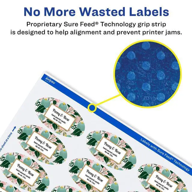 Alt view image 11 of 14 - ® Matte White Oval Labels, Sure Feed® Technology, 2" x 3-1/3", 800 Matte White Printable Labels