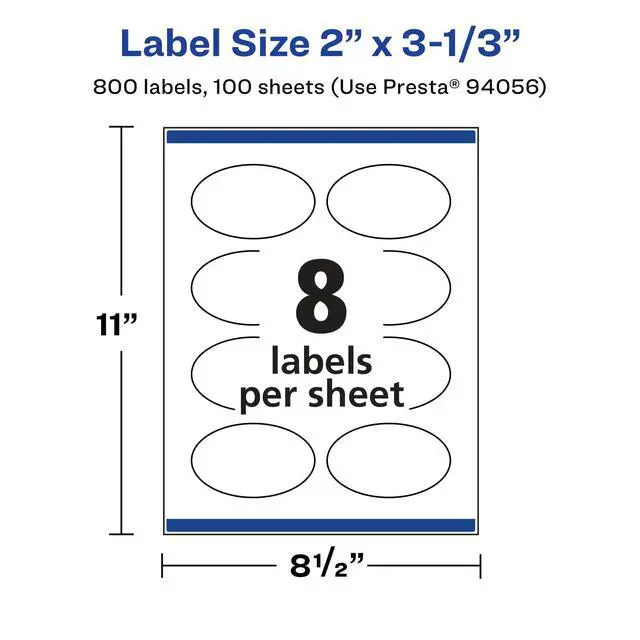 Alt view image 12 of 14 - ® Matte White Oval Labels, Sure Feed® Technology, 2" x 3-1/3", 800 Matte White Printable Labels