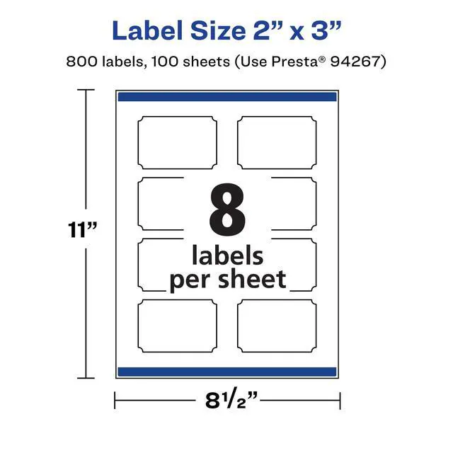Alt view image 12 of 14 - ® Matte White Scalloped Rectangle Labels, Sure Feed® Technology, 2" x 3", 800 Matte White Printable Labels
