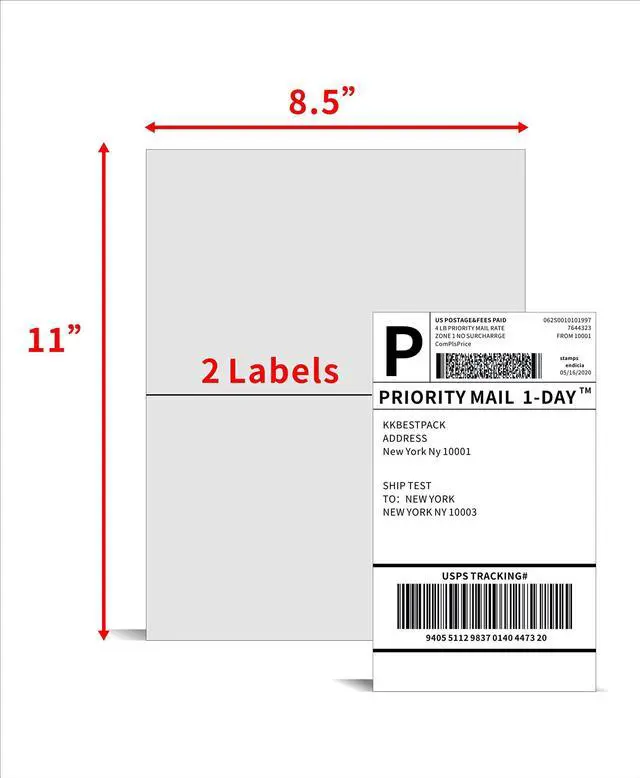 Alt view image 6 of 8 - Half Sheet Shipping Labels for Laser and Inkjet Printers 2 Per Page Self Adhesive Mailing Labels for Packages White 8.5 x 5.5 Postage Labels for Shipping Boxes (1000 Labels) (KK2LP)