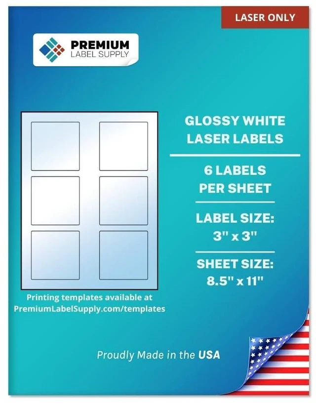 Alt view image 3 of 4 - Glossy White Square Sticker Labels 3" x 3" (6 per Sheet) (Glossy White for Laser Only, 600 Labels)