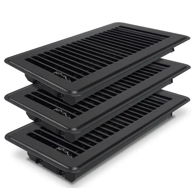 Alt view image 7 of 12 - 4 x 10 Floor Register, Black Floor Vent Covers for Home Floor, Adjustable Air Vent Covers Home Sidewall Vent Office or Ceiling Vent - Heavy Duty Steel Walkable Floor Vents - 3 Pack