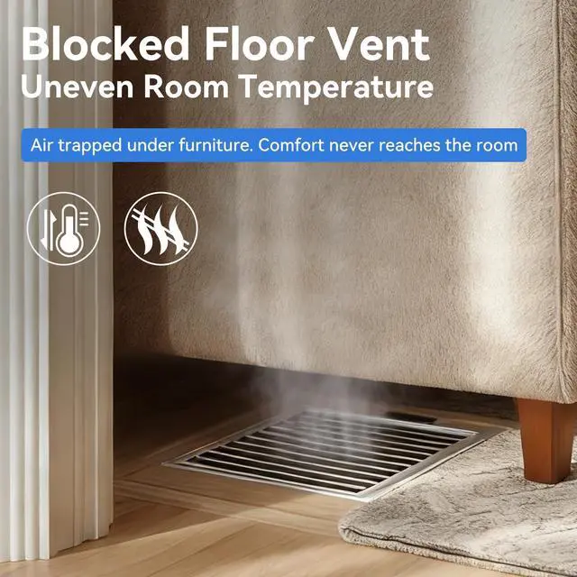 Alt view image 7 of 10 - Sideways Magnetic Vent Extender for Under Furniture, Floor Vent Deflector | Fits Floor Resiter Vents 3" - 6" Wide (1PCS)