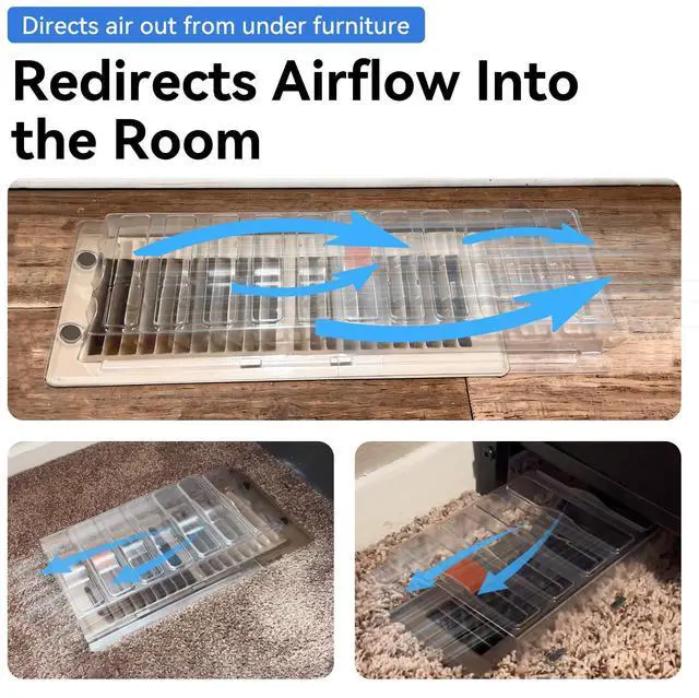 Alt view image 8 of 10 - Sideways Magnetic Vent Extender for Under Furniture, Floor Vent Deflector | Fits Floor Resiter Vents 3" - 6" Wide (1PCS)