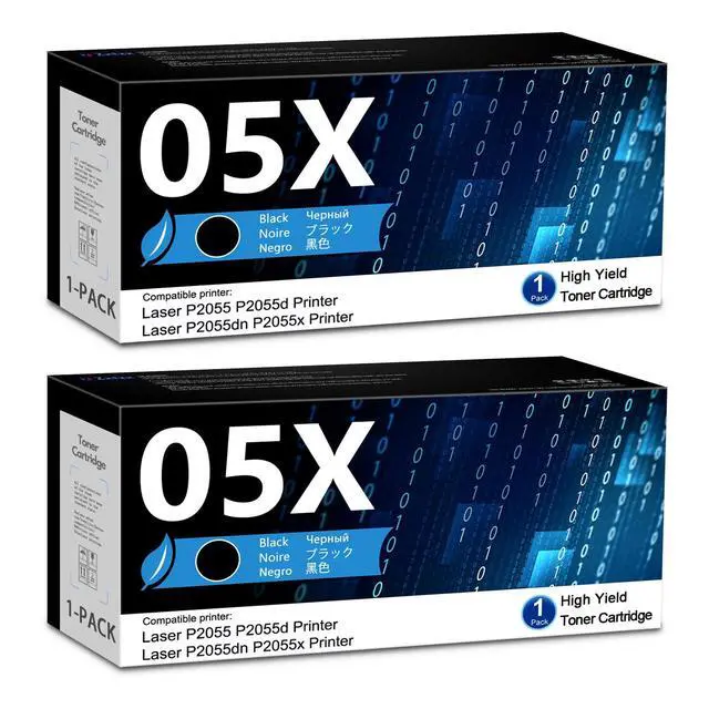 Alt view image 7 of 12 - 05X Black High-Yield Toner Cartridge 2-Pack Replacement for P2055 Series | Works with Laser P2055 P2055d P2055dn P2055x Printer Replacement for HP 05X CE505X 05A CE505A Toner Cartridge