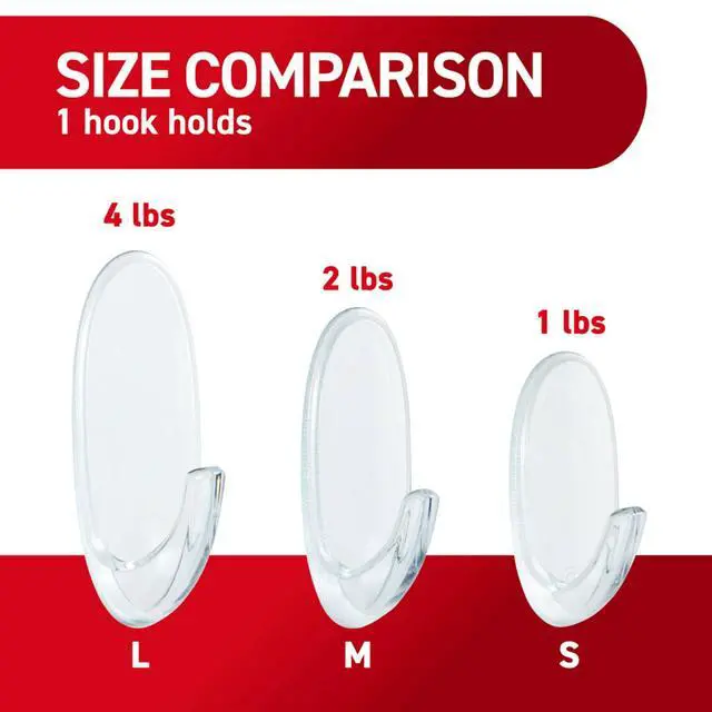 Alt view image 13 of 14 - Medium Clear Clear Hooks, 7 Hooks, 12 Strips | Damage-Free Hanging Wall Hooks with Adhesive Strips, Wall Hooks for Hanging Decor, Holds up to 2 lb