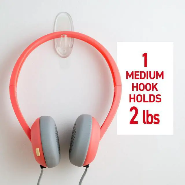 Alt view image 11 of 14 - Medium Clear Clear Hooks, 7 Hooks, 12 Strips | Damage-Free Hanging Wall Hooks with Adhesive Strips, Wall Hooks for Hanging Decor, Holds up to 2 lb