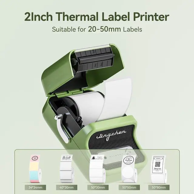 Alt view image 8 of 12 - B21 Label Maker Machine with Tape, 2Inch Portable Labeler, Green | Thermal Sticker Printer for Gift Jar Candle Address Labels for Home Office Business Organization, Supports Mobile & PC