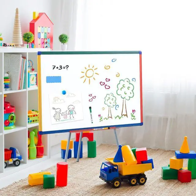 Alt view image 9 of 14 - Magnetic Whiteboard Easel for Classroom 36x24 in, White Board with Stand | Portable Dry Erase Easel, Height Adjustable to 63 inches, Standing Teacher Easel, Large White Board Easel for Home School