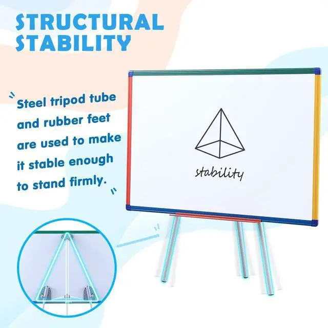 Alt view image 12 of 14 - Magnetic Whiteboard Easel for Classroom 36x24 in, White Board with Stand | Portable Dry Erase Easel, Height Adjustable to 63 inches, Standing Teacher Easel, Large White Board Easel for Home School