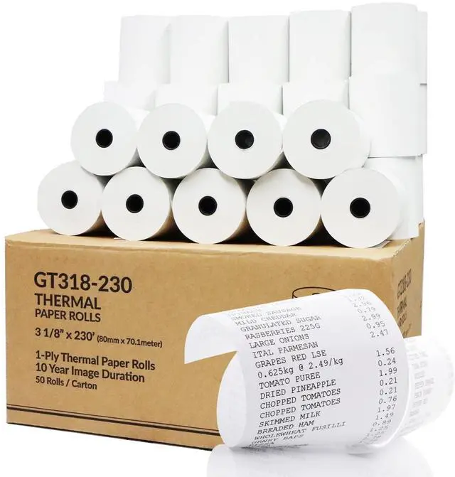 Alt view image 8 of 14 - 48 gsm Thermal Paper Receipt Roll 3-1/8" x 230' BPA Free 50 Rolls