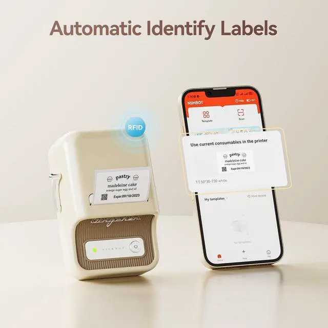 Alt view image 13 of 14 - B21 Label Maker Machine with Tape, 2Inch Portable Labeler, White | Thermal Sticker Printer for Gift Jar Candle Address Labels for Home Office Business Organization, Supports Mobile & PC