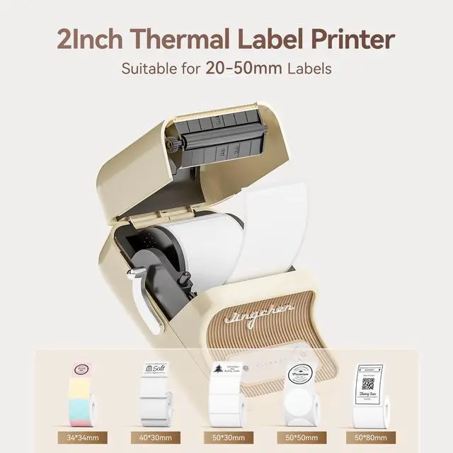 Alt view image 10 of 14 - B21 Label Maker Machine with Tape, 2Inch Portable Labeler, White | Thermal Sticker Printer for Gift Jar Candle Address Labels for Home Office Business Organization, Supports Mobile & PC