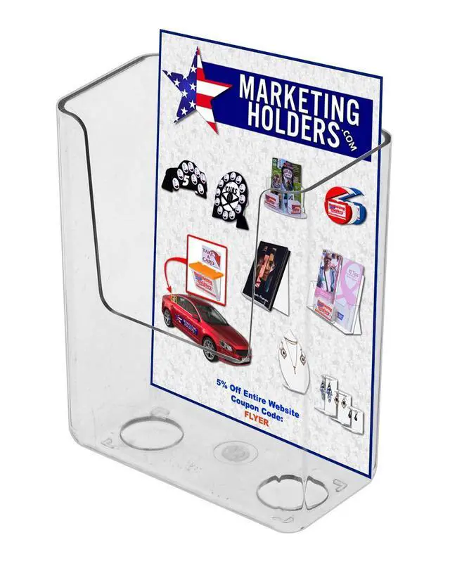 Alt view image 4 of 4 - 12 Pack Brochure Holder for 3.25" Wide Small Trifolds and Pamphlets Clear Acrylic Wall Mount or Countertop Menu Caddy Includes Hanging Hardware by