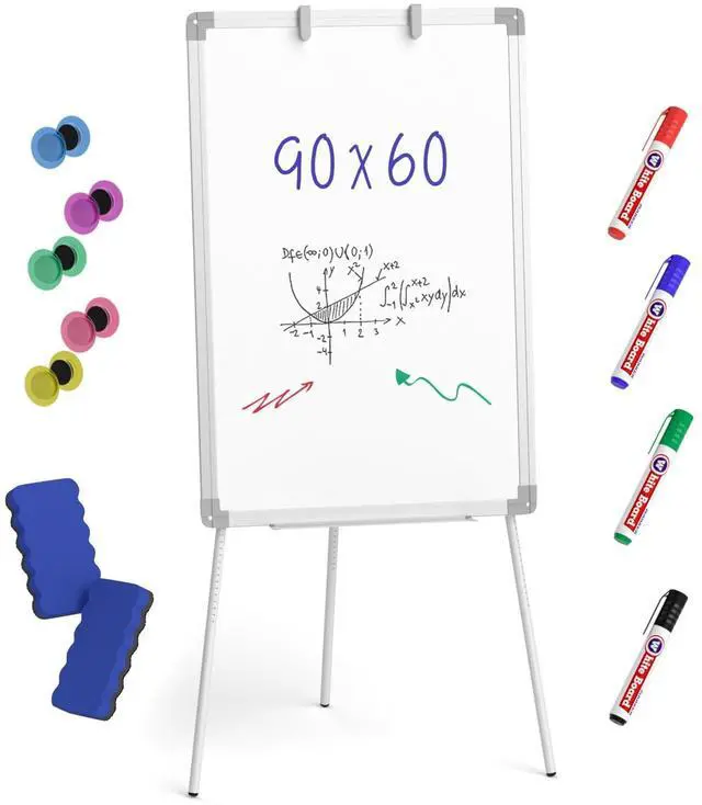 Alt view image 8 of 14 - Easel Whiteboard with Stand, 36 x 24'' Magnetic Dry Erase White Board Tripod Height Adjustable with Pens, Eraser, Magnet, Flipchart Easel Stand White Board for Kid Student Office Home Classroom