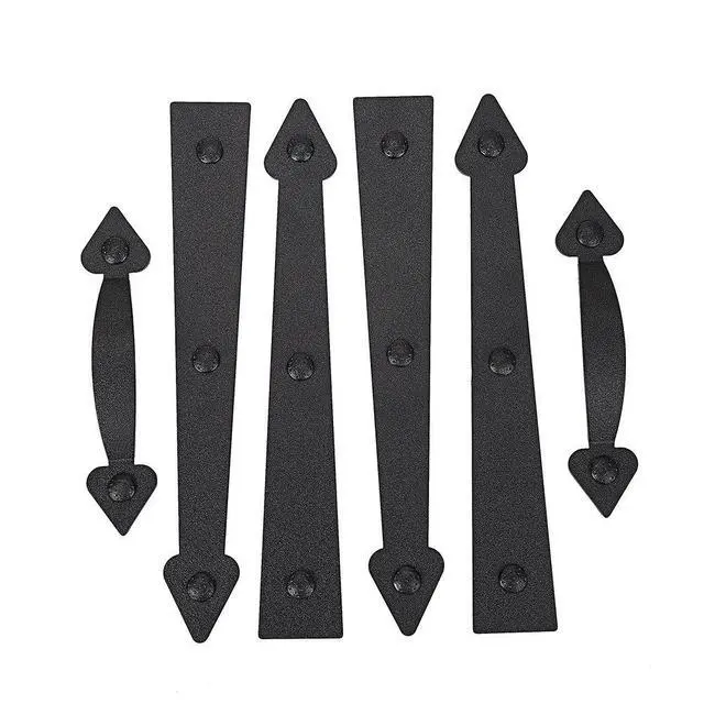 Alt view image 10 of 14 - Magnetic Decorative Garage Door Curb Appeal Faux Hinges Handles Hardware Kit Color Black