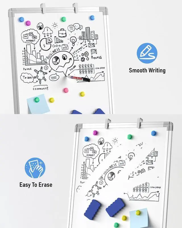 Alt view image 11 of 14 - Easel Whiteboard with Stand, 36 x 24'' Magnetic Dry Erase White Board Tripod Height Adjustable with Pens, Eraser, Magnet, Flipchart Easel Stand White Board for Kid Student Office Home Classroom