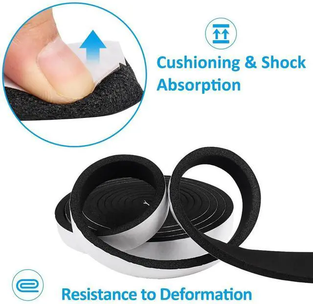Alt view image 12 of 14 - Foam Weather Stripping, 2" x1/4", 13Ft Door Window Seal Tape | Self Adhesive Weatherstrip AC Foam Tape for Window Gaps, Door Frame, Soundproof Insulation