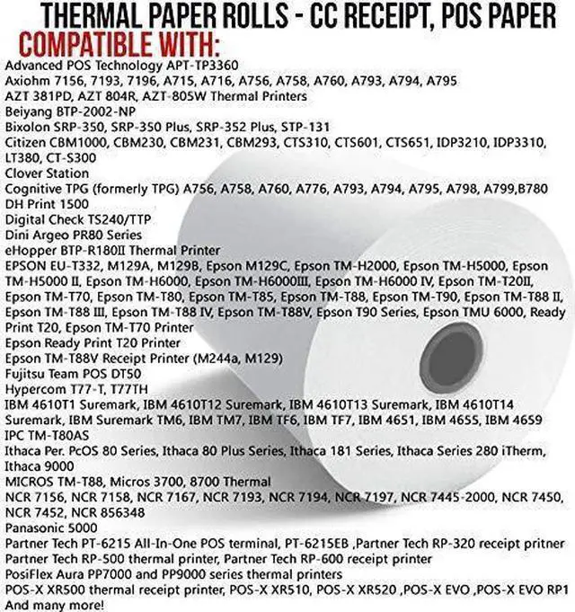 Alt view image 12 of 14 - 3 1/8" x 190' (50 POS Rolls) Bpa Free Thermal Receipt Printer Paper 318190
