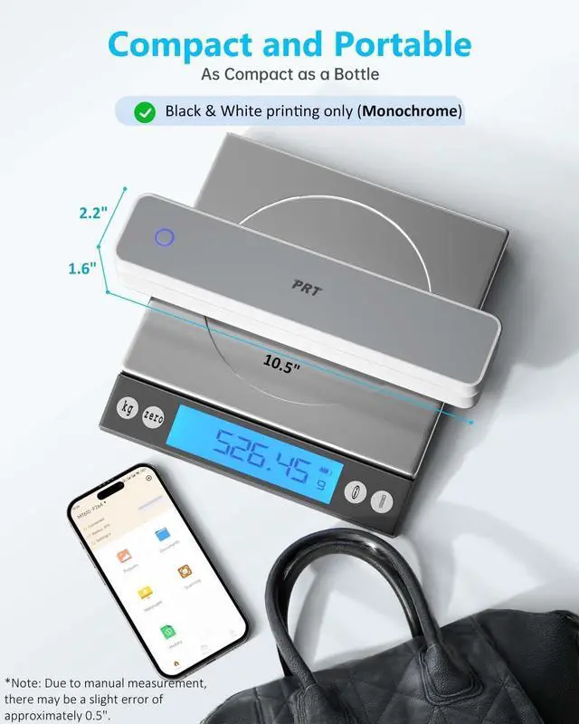 Alt view image 9 of 14 - Inkless Portable Printer for Travel, Wireless Thermal Printer Support 8.5 x 11 US Letter A4 B5, Bluetooth Mobile Printers for Laptop, iPhone, Android for Home, Car, Office, School, MT610 Grey