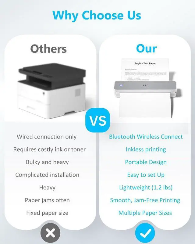 Alt view image 11 of 14 - Inkless Portable Printer for Travel, Wireless Thermal Printer Support 8.5 x 11 US Letter A4 B5, Bluetooth Mobile Printers for Laptop, iPhone, Android for Home, Car, Office, School, MT610 Grey