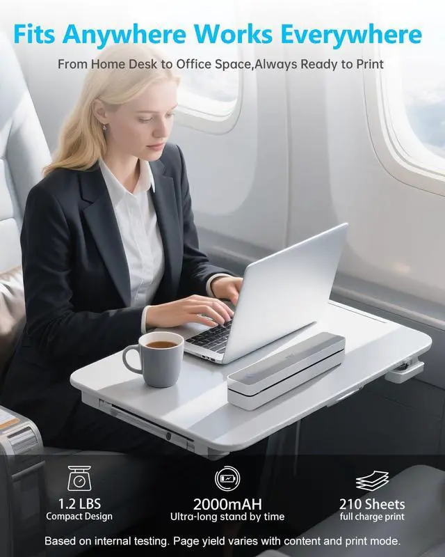 Alt view image 13 of 14 - Inkless Portable Printer for Travel, Wireless Thermal Printer Support 8.5 x 11 US Letter A4 B5, Bluetooth Mobile Printers for Laptop, iPhone, Android for Home, Car, Office, School, MT610 Grey