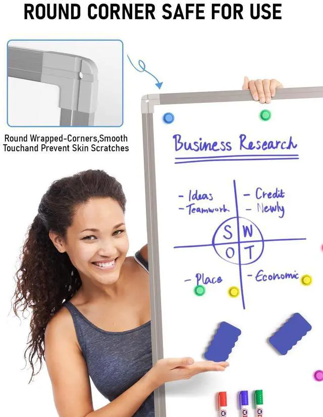 Alt view image 14 of 14 - Easel Whiteboard with Stand, 36 x 24'' Magnetic Dry Erase White Board Tripod Height Adjustable with Pens, Eraser, Magnet, Flipchart Easel Stand White Board for Kid Student Office Home Classroom