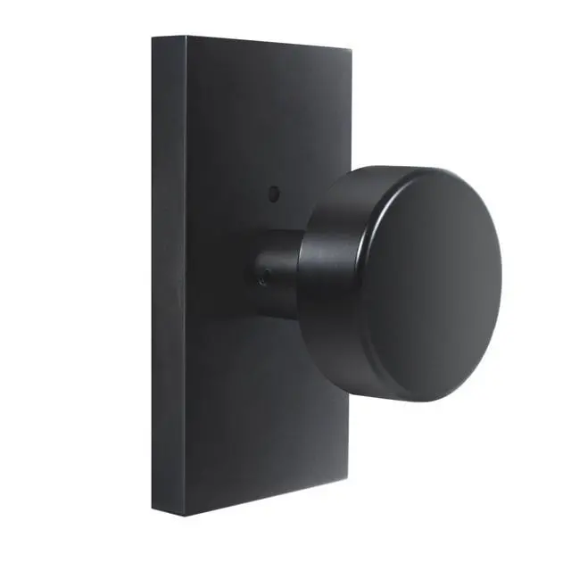 Alt view image 8 of 14 - Black Door Knobs Matte Black Privacy Door Knobs Interior with Lock | Modern Round Black Door Knobs Door Handles for Bedroom Bathroom, Rectangle Rosette