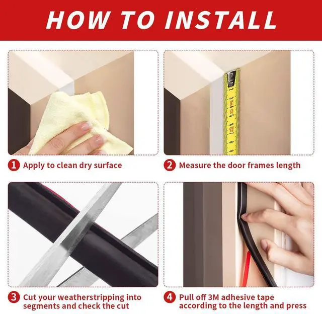 Alt view image 14 of 14 - 50 Feet D-Shape Rubber Weather Stripping Door Seal Strip, Self-Adhesive Backing Door Weatherstripping for Door Frame Insulation Large Gap, Easy Cut to Size with Tailor Scissors(Black)