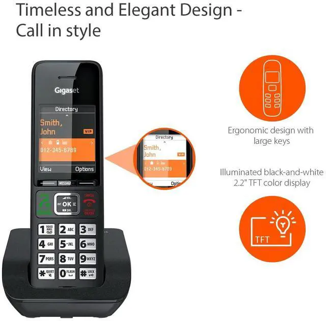Alt view image 9 of 14 - Comfort 552 - Elegant Cordless Phone for DECT Base - Made in Germany - Hands-Free Function - Big Phone Book, Titanium-Black