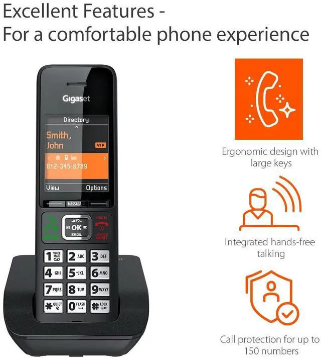 Alt view image 11 of 14 - Comfort 552 - Elegant Cordless Phone for DECT Base - Made in Germany - Hands-Free Function - Big Phone Book, Titanium-Black