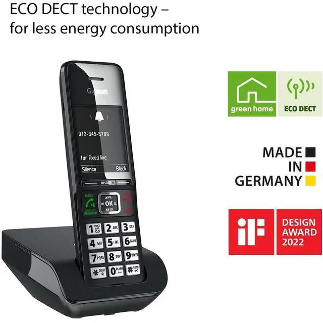 Alt view image 12 of 14 - Comfort 552 - Elegant Cordless Phone for DECT Base - Made in Germany - Hands-Free Function - Big Phone Book, Titanium-Black
