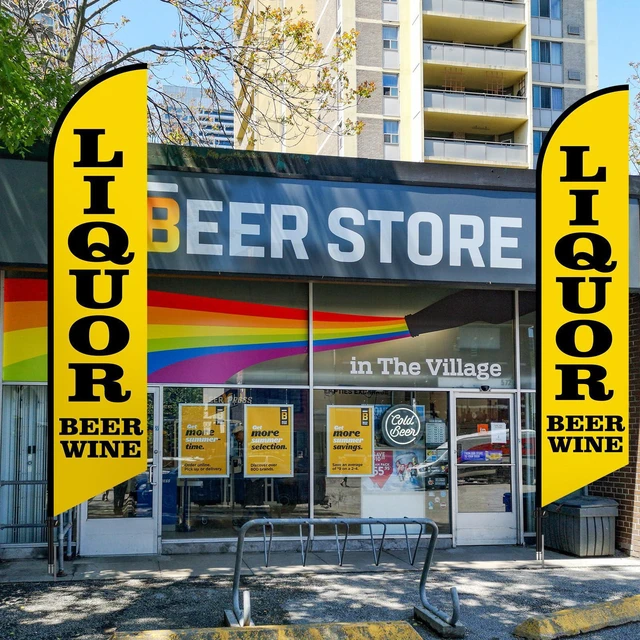 Alt view image 13 of 14 - Liquor Beer Wine Windless Swooper Flag Feather Banner Sign 15 ft Tall Stand Beer Wine Advertising Flag Sign with Pole Kit and Fiberglass Ground Stake for Outside