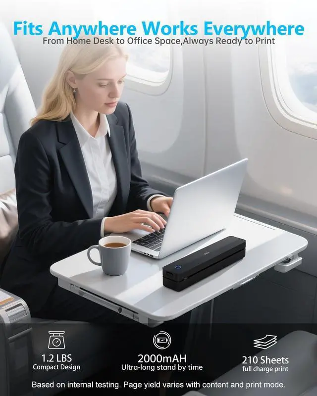 Alt view image 13 of 14 - Inkless Portable Printer for Travel, Wireless Thermal Printer Support 8.5 x 11 US Letter A4 B5, Bluetooth Mobile Printers for Laptop, iPhone, Android for Home, Car, Office, School, MT610 Black