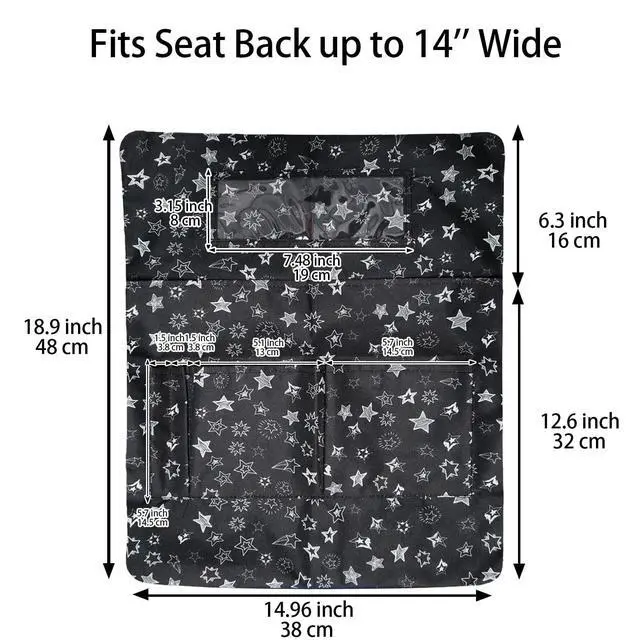 Alt view image 9 of 14 - 25 PCS Chair Pockets for Classroom Chairs, 15"W x 19"H Seat Sacks with 5 Pockets, Durable 600D Oxford Student Chair Bag Organizer with Name Tag Slot for K-5 Kindergarten School, Black