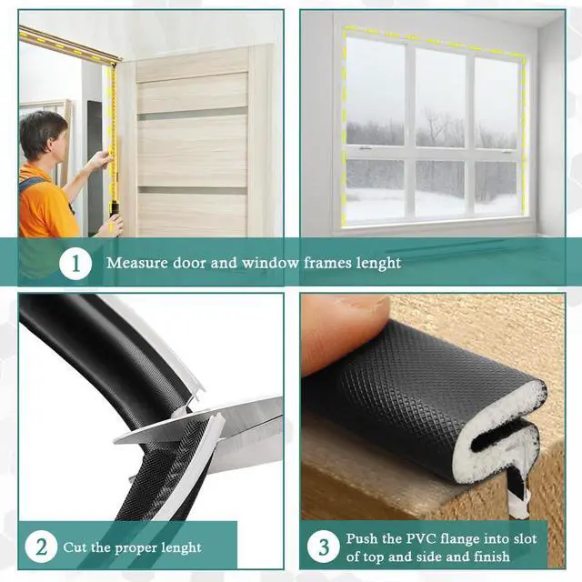 Alt view image 14 of 14 - Kerf Weather Stripping for Door Seal Strip, 60 Ft, Black | Q Foam Door Weatherstrip Seal, Front Door Seal Strip for Door Frame with Slot Card, Slot Installation, Easy Cut to Size