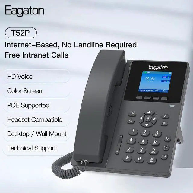 Alt view image 11 of 14 - T52P IP Phone,Office Phones Voip,2.4" Color Display, 2 SIP Accounts Business VoIP Phone, HD Voice,PoE Supported, Compatible with IPPBX&VoIP Providers, Includes Power Adapter for Home & Office