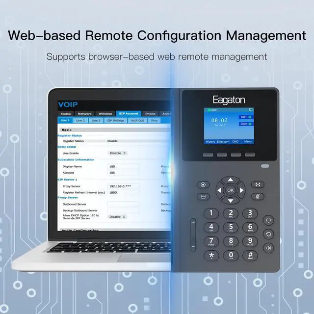 Alt view image 14 of 14 - T52P IP Phone,Office Phones Voip,2.4" Color Display, 2 SIP Accounts Business VoIP Phone, HD Voice,PoE Supported, Compatible with IPPBX&VoIP Providers, Includes Power Adapter for Home & Office