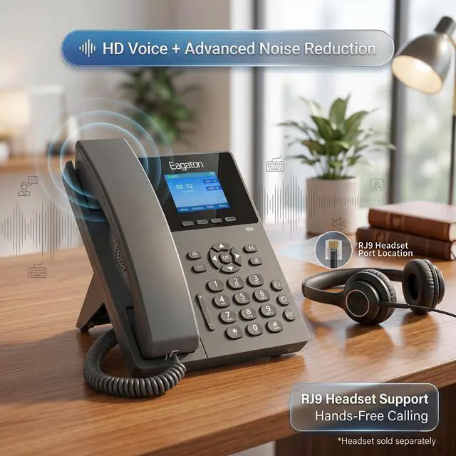 Alt view image 13 of 14 - T52P IP Phone,Office Phones Voip,2.4" Color Display, 2 SIP Accounts Business VoIP Phone, HD Voice,PoE Supported, Compatible with IPPBX&VoIP Providers, Includes Power Adapter for Home & Office