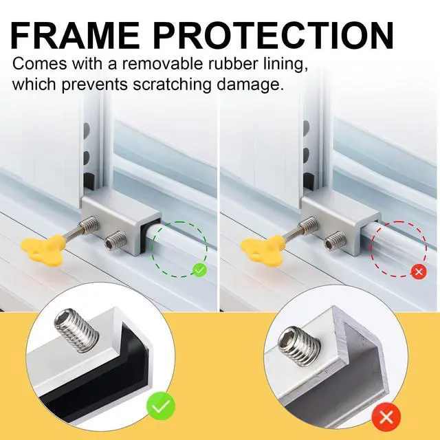 Alt view image 12 of 14 - Window Locks, 4 Sets Sliding Security Window Lock with Key for Vertical & Horizontal Sliding Windows & Sliding Doors, Adjustable Window Locks Security Window Stoppers for Patio Bedroom Home and Office