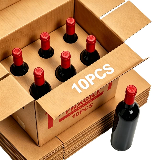 Alt view image 8 of 14 - Xfzzrsdf 10Pcs 6 Bottles Wine Boxes for Moving - Wine Shipping Box Kitchen Moving Storage Carrier with Reinforced Cardboard and Handles for Glassware Dishes Travel (14 x 9 x 13 Inch)