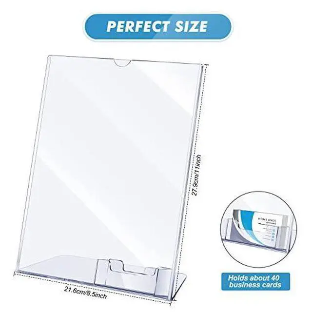 Alt view image 6 of 6 - Acrylic Flyer Stand Sign Holder with Business Card Holder 8.5 x 11 Clear Brochure Display Stand with Business Card Pocket for Magazine Pamphlet Booklets Menu Desktop(8 Pcs)