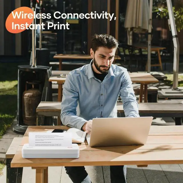 Alt view image 12 of 14 - MT890 Portable Wireless Printer - with Thermal A4 Paper, Bluetooth Inkless Printer for Travel/Home, Support US Letter&A4&A5 Size, Mobile Printers Compatible with iOS, Android & Laptop - White